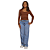 Calça feminina jeans wide leg lara Fashion Girl - Imagem 1