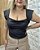 Blusa Feminina Cropped com Decote Quadrado Moda Plus Size Elegante - Imagem 2