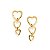 BRINCO FOLHEADO A OURO CORAÇÕES LISOS. MED 2,4CM ROMMANEL 523433 - Imagem 1