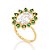 ANEL OVAL FOLHEADO A OURO ZIRCÔNIAS BRANCO COM VERDE ROMMANEL 513070 - Imagem 2