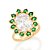 ANEL OVAL FOLHEADO A OURO ZIRCÔNIAS BRANCO COM VERDE ROMMANEL 513070 - Imagem 1