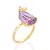 ANEL FOLHEADO A OURO GOTA DE CRISTAL LILÁS ROMMANEL 513332 - Imagem 2