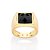 ANEL MASCULINO FOLHEADO A OURO CRISTAL PRETO ROMMANEL 513366 - Imagem 1
