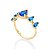 ANEL SKINNY FOLHEADO A OURO COM CRISTAIS AZUL ROMMANEL 513410 - Imagem 2