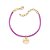 PULSEIRA FOLHEADO A OURO TE DEDICO COM FIO ACETINADO LILÁS E PINGENTE GRATIDÃO. MED 20CM ROMMANEL 552117 - Imagem 1