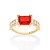 ANEL SOLITÁRIO FOLHEADO A OURO COM ZIRCÔNIAS E CRISTAL VERMELHO ROMMANEL 513422 - Imagem 2