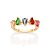 ANEL SKINNY FOLHEADO A OURO COM CRISTAIS COLORIDOS ROMMANEL 513471 - Imagem 1