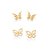 KIT BRINCOS BORBOLETA FOLHEADO A OURO ROMMANEL 527367 - Imagem 3