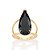 MAXI ANEL GOTA FOLHEADO A OURO CRISTAL PRETO ROMMANEL 513499 - Imagem 3