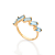 ANEL SKINNY FOLHEADO A OURO COM ZIRCÔNIAS AZUL CLARO ROMMANEL 513653 - Imagem 1