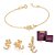 CONJUNTO TREVO QUATRO FOLHAS E FERRADURA PINGENTE + BRINCO + PULSEIRA AJUSTÁVEL FOLHEADO A OURO + KIT EMBALAGEM ROMMANEL - Imagem 1