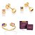 CONJUNTO ZIRCÔNIAS COLORIDAS ANEL + BRINCOS FOLHEADO A OURO + EMBALAGEM ROMMANEL - Imagem 1