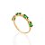 ANEL SKINNY FOLHEADO A OURO COM ZIRCÔNIAS E CRISTAIS VERDE ROMMANEL 513621 - Imagem 2