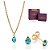 CONJUNTO GOTA AZUL CLARO GARGANTILHA 42CM + BRINCOS FOLHEADO A OURO + EMBALAGEM ROMMANEL - Imagem 1