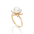 CONJUNTO FLOR ANEL + BRINCO PÉROLA COM ZIRCÔNIAS FOLHEADO A OURO + EMBALAGEM ROMMANEL - Imagem 4