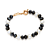 PULSEIRA FOLHEADO A OURO PÉROLA COM CRISTAIS AZUL. MED 18CM ROMMANEL 552250 - Imagem 1