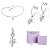 CONJUNTO FOLHAGEM PRATA 925 PINGENTE + BRINCOS + TORNOZELEIRA 23CM + EMBALAGEM ROMMANEL - Imagem 1