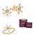 CONJUNTO FLOR ANEL + BRINCO COM ZIRCÔNIAS FOLHEADO A OURO + EMBALAGEM ROMMANEL - Imagem 1