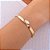 BRACELETE ARO TORCIDO FOLHEADO A OURO COM ZIRCÔNIA NAVETE. MED 6CM DE DIÂMETRO ROMMANEL 552274 - Imagem 3