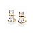 BRINCO FOLHEADO A OURO FORMATO GATO COM ZIRCÔNIAS. MED 1,9CM ROMMANEL 523903 - Imagem 1