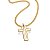 PINGENTE MASCULINO FOLHEADO A OURO FORMATO CRUZ COM DETALHES TRABALHADOS. MED 3,5CM ROMMANEL 541578 - Imagem 2