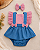 Romper Festa Junina Jeans com Saia para Bebê Menina. - Imagem 1