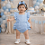 Romper Azul Bebê liso Tricoline 100% Algodão - Imagem 1