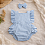 Romper Azul Bebê liso Tricoline 100% Algodão - Imagem 4