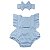 Romper Azul Bebê liso Tricoline 100% Algodão - Imagem 1