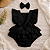 Romper Liso Preto Minimalista com Laço para Bebê Menina - Imagem 3