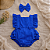 Romper Liso Azul Royal com Laço para Bebê Menina - Imagem 2