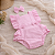 Romper Bebê Menina Rosa Liso Minimalista com Faixa - Imagem 3