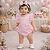 Romper Bebê Menina Rosa Liso Minimalista com Faixa - Imagem 1