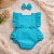 Romper Bebê Menina Azul Turquesa Liso Minimalista com Faixa - Imagem 5