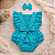 Romper Bebê Menina Azul Turquesa Liso Minimalista com Faixa - Imagem 3
