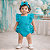 Romper Bebê Menina Azul Turquesa Liso Minimalista com Faixa - Imagem 1