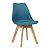 Cadeira Comfy Eames Estofada Base em Madeira, Cor Azul - Imagem 1