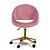 Cadeira Comfy Shelly Estofada Suede Rosa, Base Giratória Dourada - Imagem 2