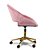 Cadeira Comfy Shelly Estofada Suede Rosa, Base Giratória Dourada - Imagem 3