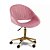 Cadeira Comfy Shelly Estofada Suede Rosa, Base Giratória Dourada - Imagem 1