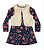 Vestido Infantil Moletinho com Estampa Floral e Colete - Imagem 1