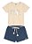 Conjunto Infantil com Blusa Cropped e Short Sarja Menina - Brandili - Imagem 2