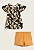 Conjunto Infantil Menina Blusa Floral e Short Mostarda - Milon - Imagem 1