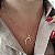 Gargantilha Coração Cravejado Rosa - Semijoia 18k - MC691-10180 - Imagem 4