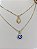 Gargantilha Dupla Olho Grego + Mão Hamsá/40cm + 4cm (extensor) - Semijóia 18k - Imagem 2