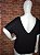 BLUSA PRETA COM DECOTE EM V PLUS SIZE - Imagem 3