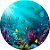 Painel Redondo Tecido Sublimado 3D Fundo do Mar WRD-3964 - Imagem 1