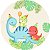 Painel Redondo Tecido Sublimado 3D Dino Baby WRD-5817 - Imagem 1