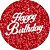 Painel Redondo Tecido Sublimado 3D Happy Birthday Vermelho WRD-6904 - Imagem 1