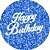 Painel Redondo Tecido Sublimado 3D Happy Birthday Azul WRD-6902 - Imagem 1
